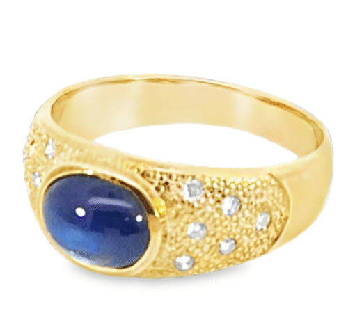 Blue Sapphire Natural Genuine 18 KT, Yellow Gold Diamond Engagement Ring H16 - Image 8