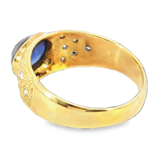 Blue Sapphire Natural Genuine 18 KT, Yellow Gold Diamond Engagement Ring H16 - Image 7