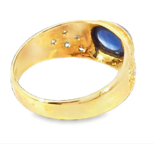 Blue Sapphire Natural Genuine 18 KT, Yellow Gold Diamond Engagement Ring H16 - Image 6
