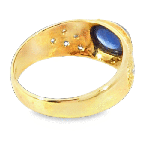 Blue Sapphire Natural Genuine 18 KT, Yellow Gold Diamond Engagement Ring H16 - Image 3