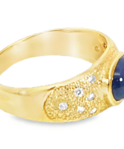Alternative view of Blue Sapphire Natural Genuine 18 KT, Yellow Gold Diamond Engagement Ring H16