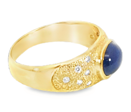 Blue Sapphire Natural Genuine 18 KT, Yellow Gold Diamond Engagement Ring H16 - Image 2