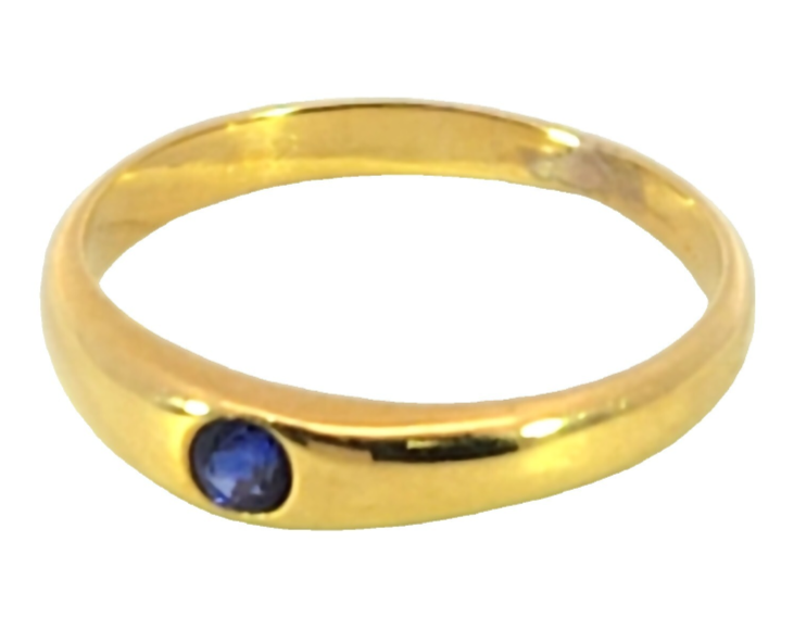 Blue Sapphire Sri Lanka Genuine 18 KT, Yellow Gold Diamond Engagement Ring,H42 - Image 4
