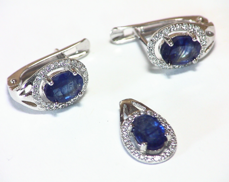 Blue Sapphire Sterling Silver Earring and Pendent Natural Gemstone, SSS,791 - Image 7