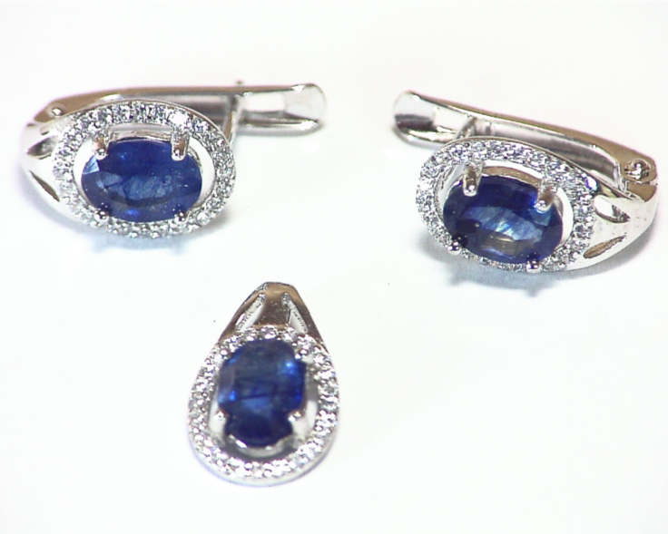 Blue Sapphire Sterling Silver Earring and Pendent Natural Gemstone, SSS,791 - Image 5