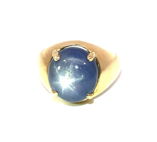 Blue Star Sapphire Natural Genuine Gemstone 14 KT Gold Gents Ring RFK,458 - Image 9