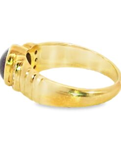 Alternative view of Star Ruby Genuine Gemstone Diamond ,18 kt yellow Gold Engagement Ring H11