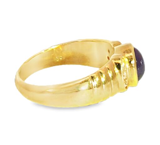 Star Ruby Genuine Gemstone Diamond ,18 kt yellow Gold Engagement Ring H11 - Image 3