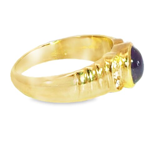 Star Ruby Genuine Gemstone Diamond ,18 kt yellow Gold Engagement Ring H11 - Image 6