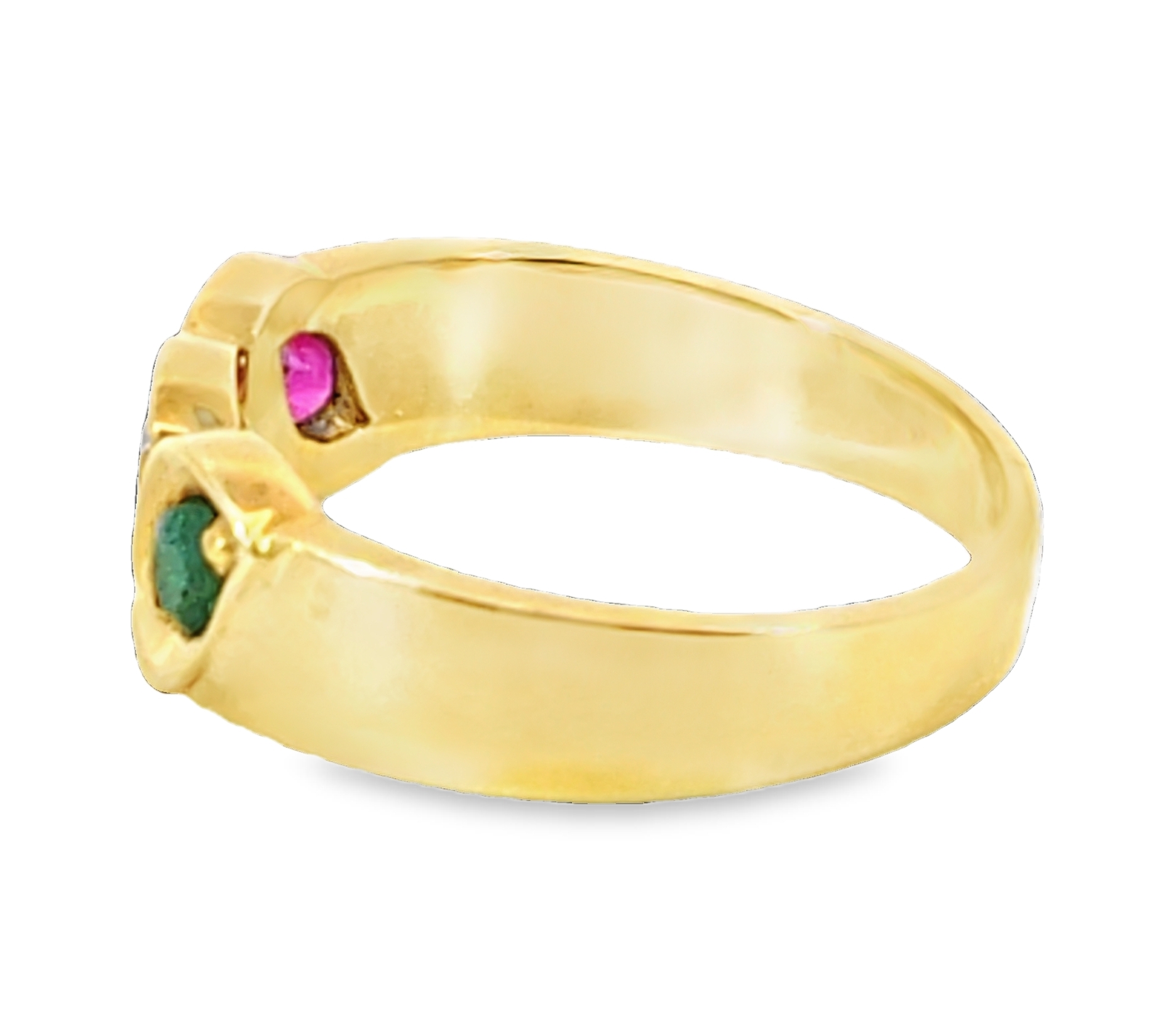 Natural Genuine Blue Sapphire and Ruby and Emerald 18Kt Gold Lady's ring H12 - Image 2