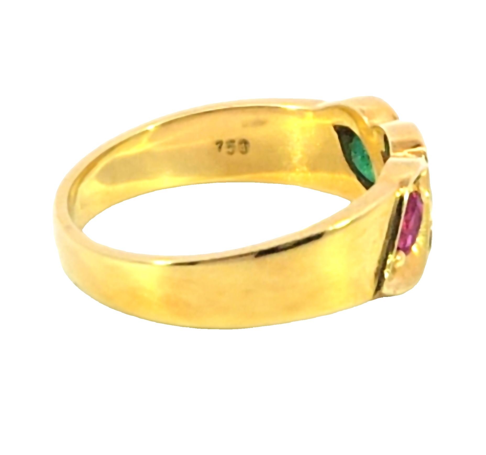 Natural Genuine Blue Sapphire and Ruby and Emerald 18Kt Gold Lady's ring H12 - Image 3