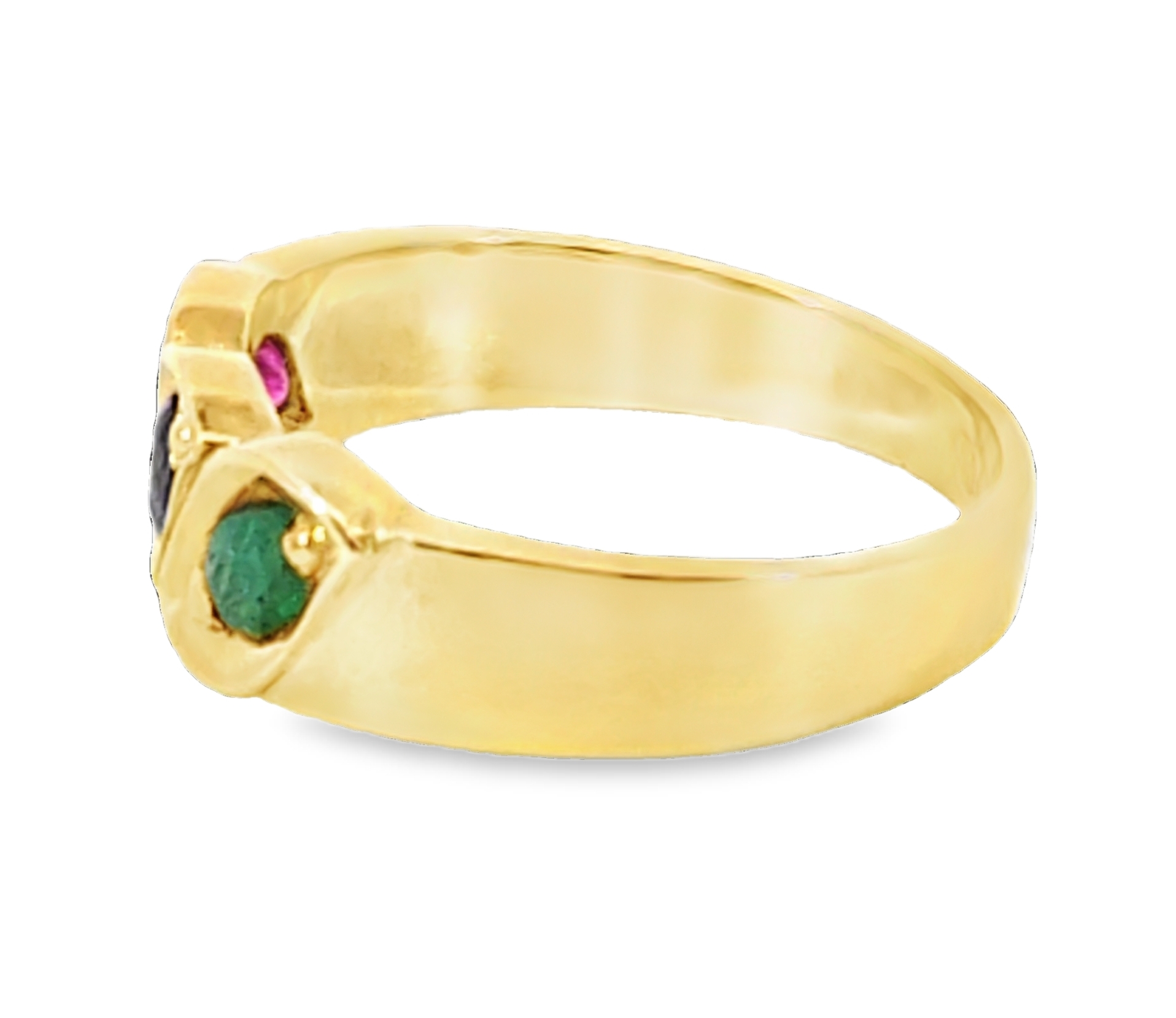 Natural Genuine Blue Sapphire and Ruby and Emerald 18Kt Gold Lady's ring H12 - Image 5