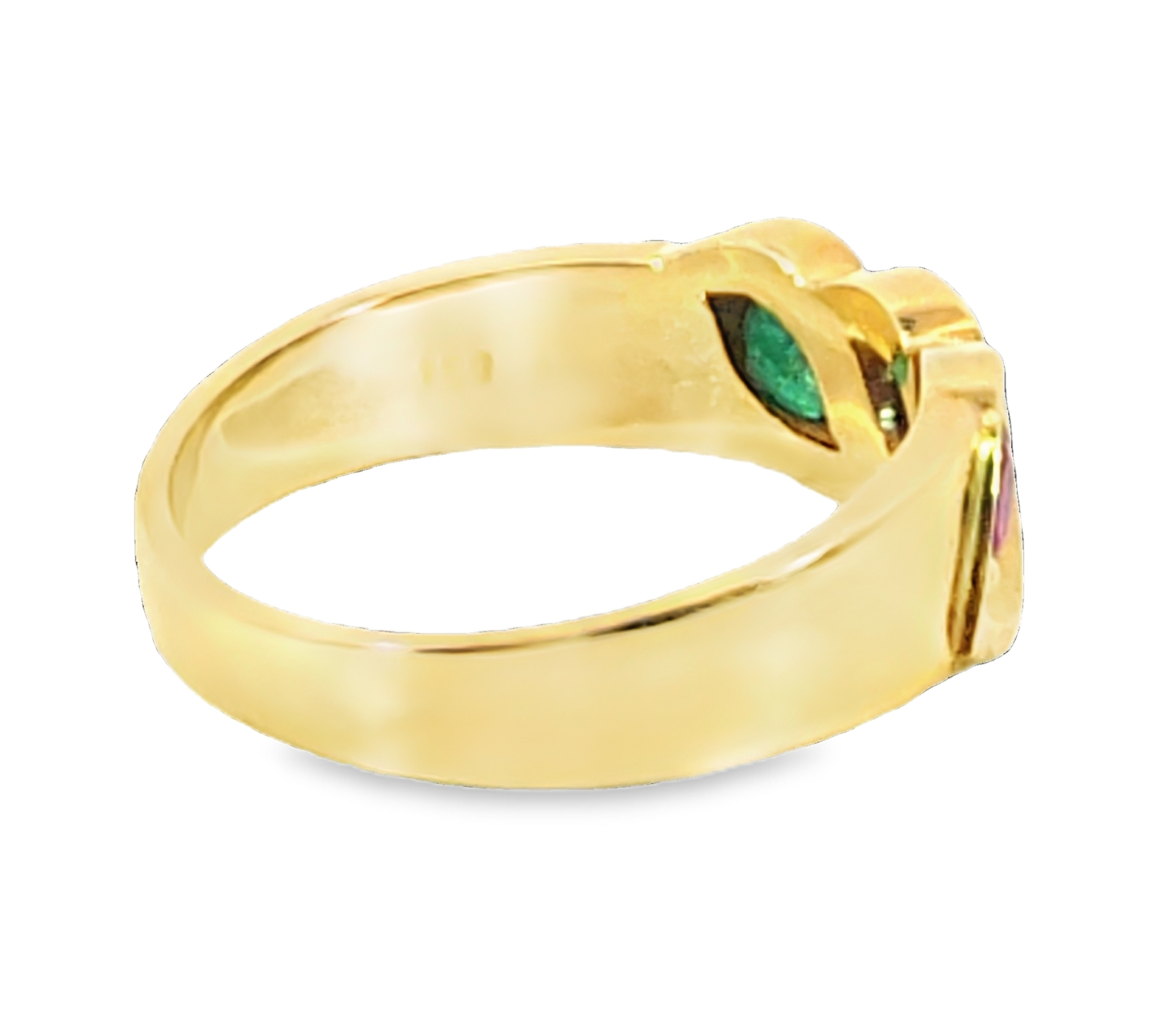 Natural Genuine Blue Sapphire and Ruby and Emerald 18Kt Gold Lady's ring H12 - Image 6