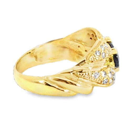 Blue Sapphire Sri Lanka Genuine 18 KT, Yellow Gold Diamond Engagement Ring H17 - Image 2