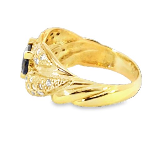 Blue Sapphire Sri Lanka Genuine 18 KT, Yellow Gold Diamond Engagement Ring H17 - Image 4