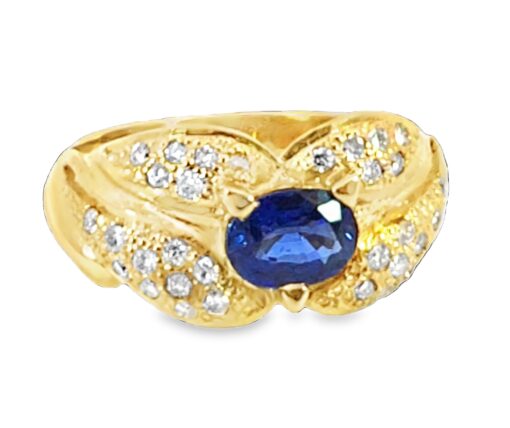 Blue Sapphire Sri Lanka Genuine 18 KT, Yellow Gold Diamond Engagement Ring H17 - Image 5