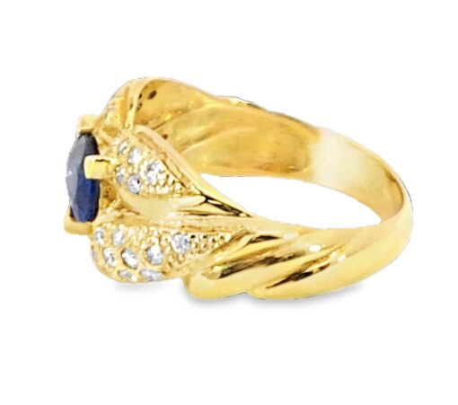 Blue Sapphire Sri Lanka Genuine 18 KT, Yellow Gold Diamond Engagement Ring H17 - Image 8