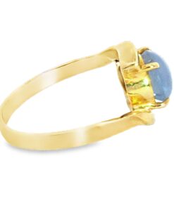 Alternative view of Blue Star Sapphire Unheated Gemstone Set in 18 kt Yellow Gold Lady's Ring H26