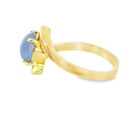 Blue Star Sapphire Unheated Gemstone Set in 18 kt Yellow Gold Lady's Ring H26 - Image 4