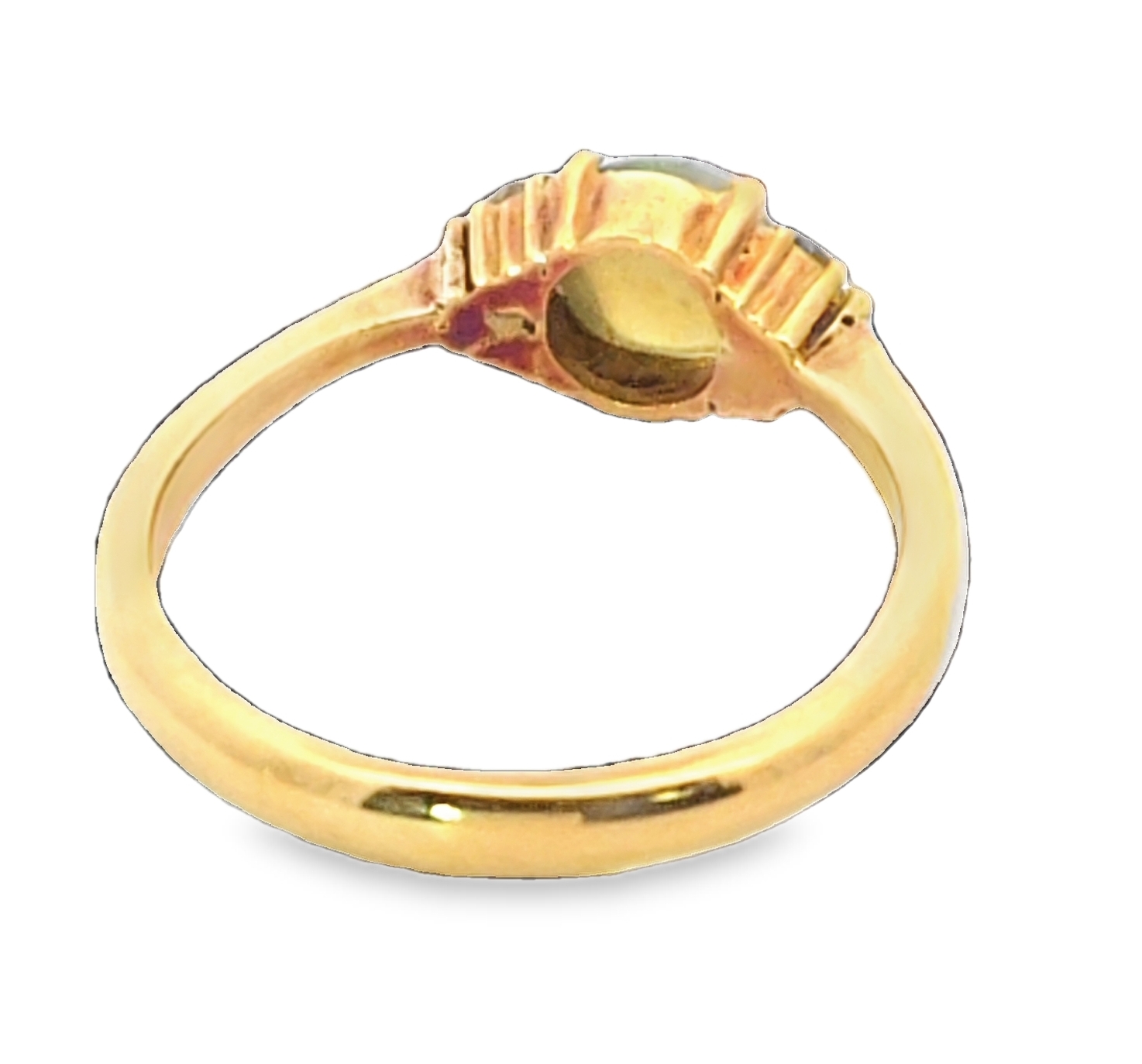 Cats Eye Chrysoberyl and Diamond Natural Genuine Gemstones Yellow Gold Ring H30 - Image 2