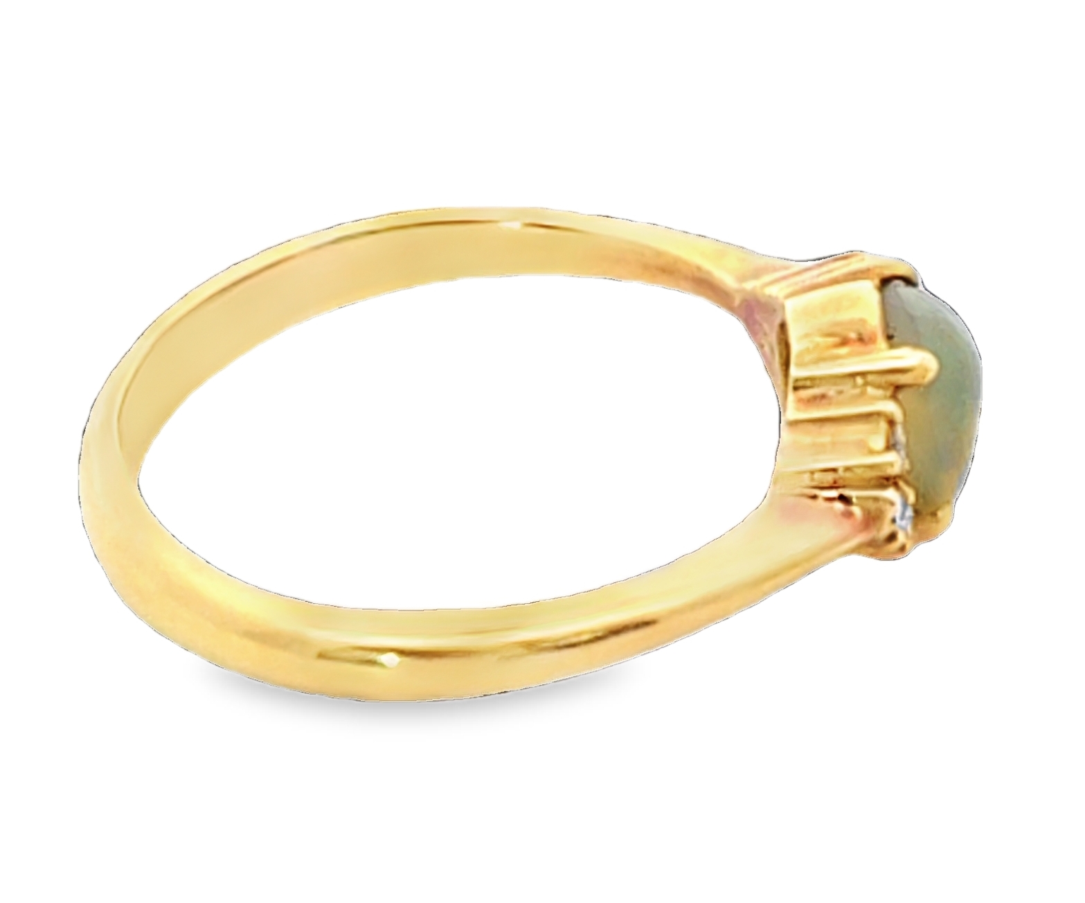 Cats Eye Chrysoberyl and Diamond Natural Genuine Gemstones Yellow Gold Ring H30 - Image 3