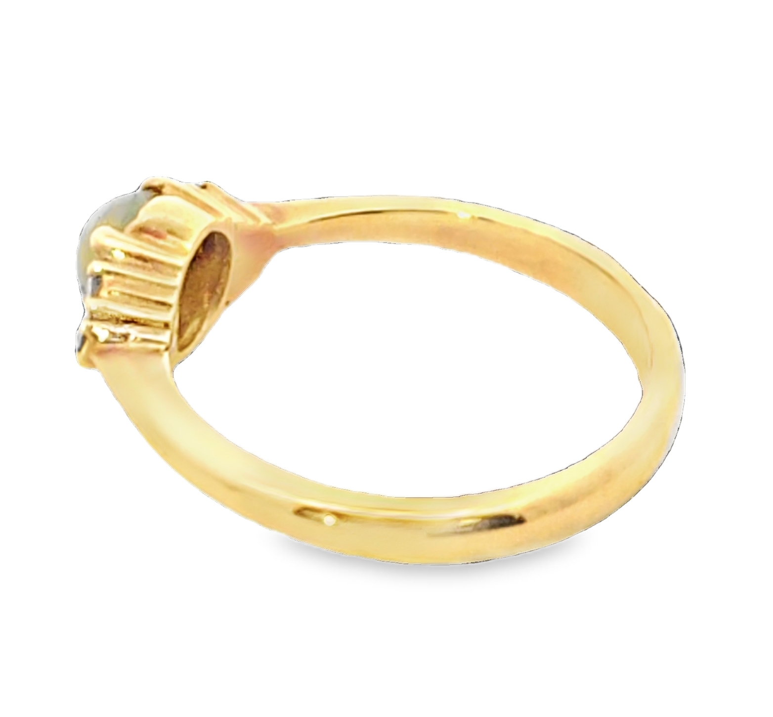 Cats Eye Chrysoberyl and Diamond Natural Genuine Gemstones Yellow Gold Ring H30 - Image 5