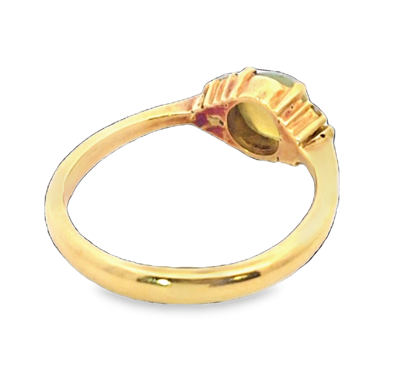 Cats Eye Chrysoberyl and Diamond Natural Genuine Gemstones Yellow Gold Ring H30 - Image 6