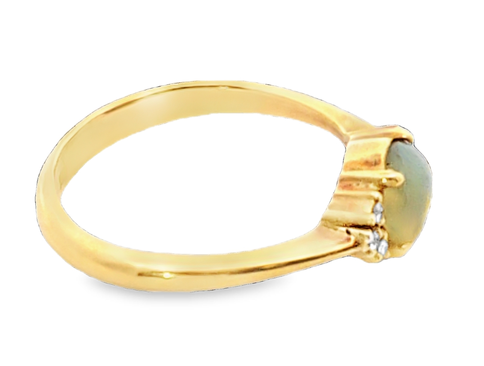 Cats Eye Chrysoberyl and Diamond Natural Genuine Gemstones Yellow Gold Ring H30 - Image 7