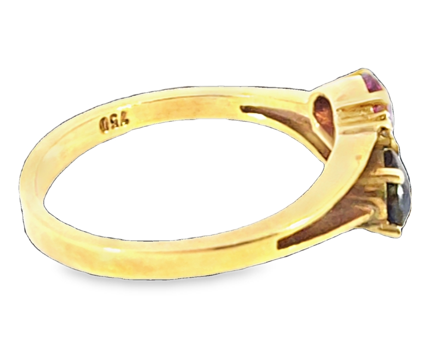 Natural Genuine Blue Sapphire and Ruby 18Kt Gold Lady's Ring H37 - Image 4
