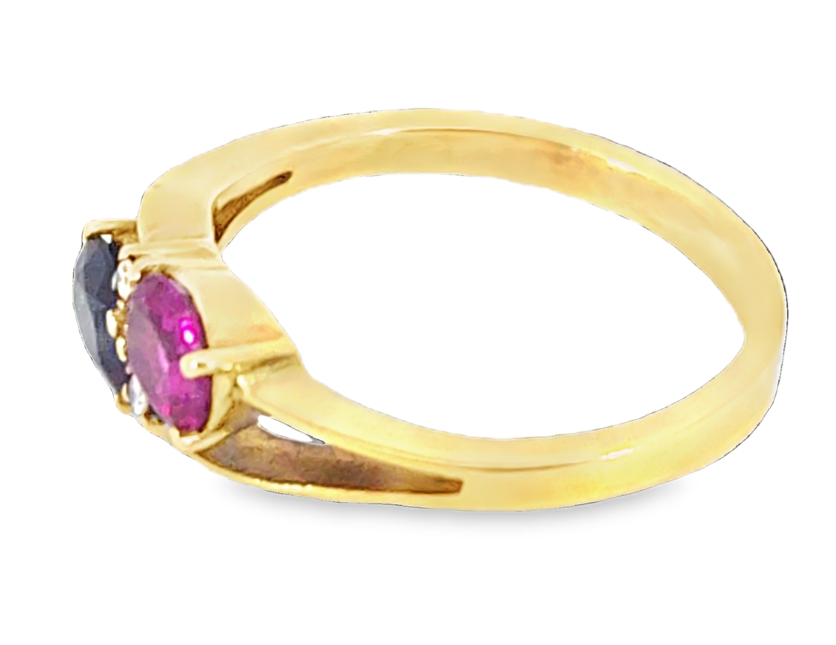 Natural Genuine Blue Sapphire and Ruby 18Kt Gold Lady's Ring H37 - Image 6