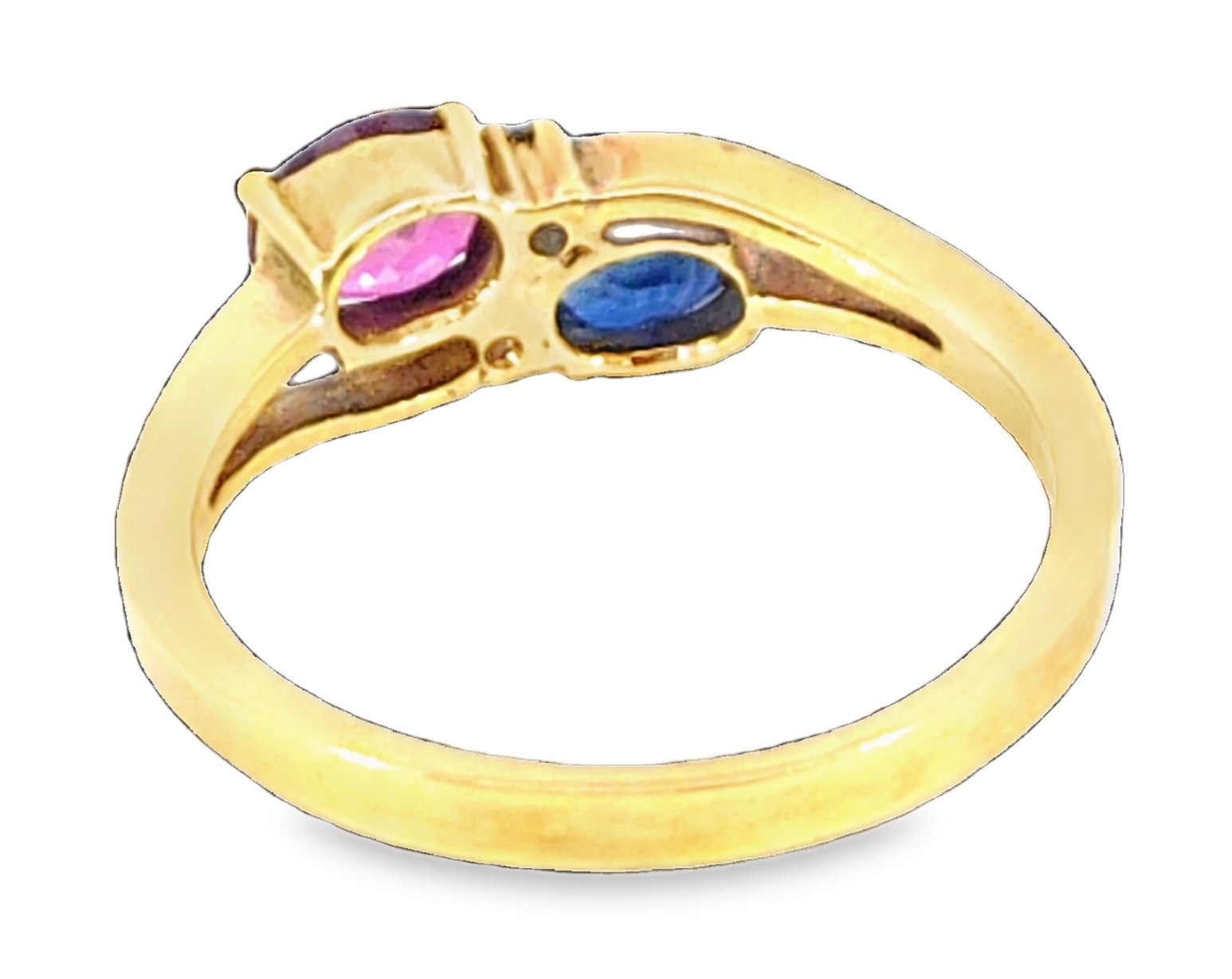 Natural Genuine Blue Sapphire and Ruby 18Kt Gold Lady's Ring H37 - Image 7