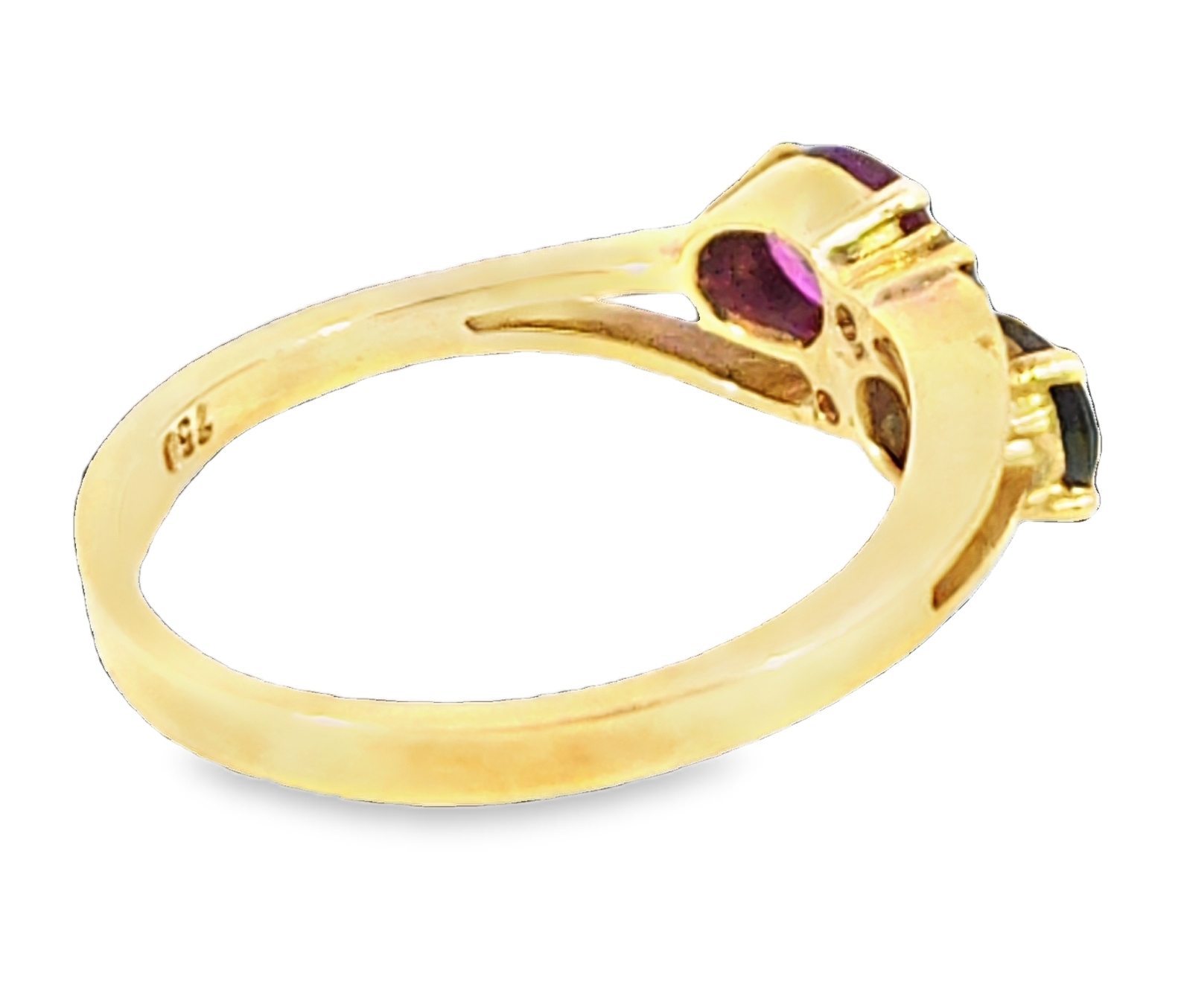 Natural Genuine Blue Sapphire and Ruby 18Kt Gold Lady's Ring H37 - Image 8