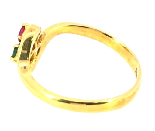 Ruby And Emerald Genuine Gemstone 18 KT Yellow Gold Ring H47 - Image 2