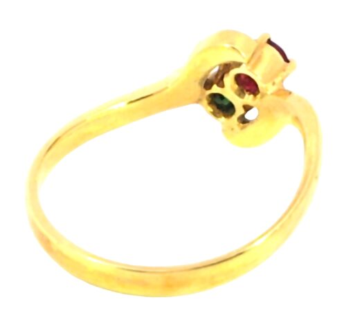 Ruby And Emerald Genuine Gemstone 18 KT Yellow Gold Ring H47 - Image 3
