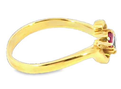 Ruby And Emerald Genuine Gemstone 18 KT Yellow Gold Ring H47 - Image 4