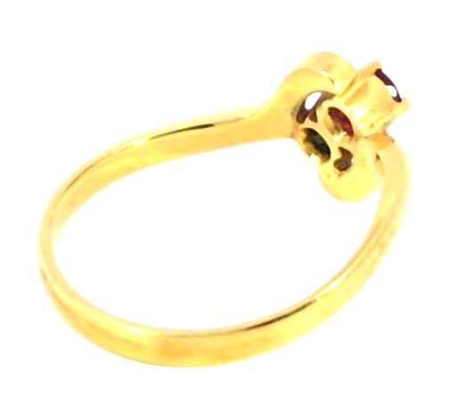 Ruby And Emerald Genuine Gemstone 18 KT Yellow Gold Ring H47 - Image 11