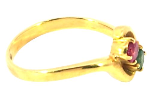 Ruby And Emerald Genuine Gemstone 18 KT Yellow Gold Ring H47 - Image 12