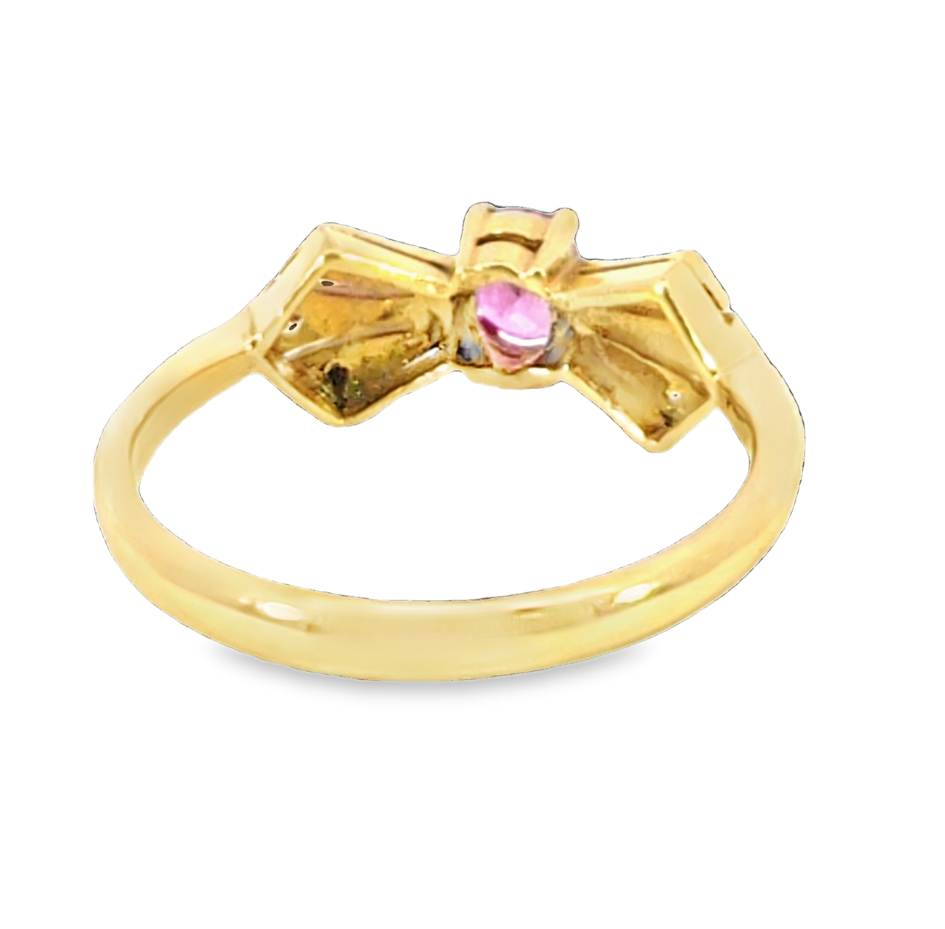 Pink Sapphire 18 KT Gold and Diamond Engagement Ring in Unique Design, H52 - Image 3