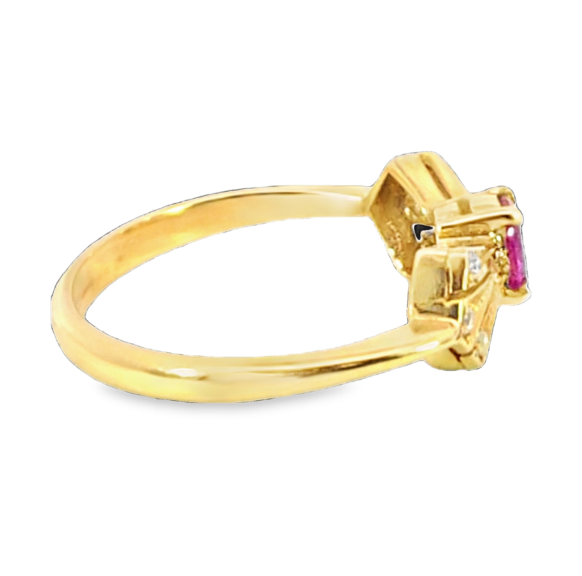 Pink Sapphire 18 KT Gold and Diamond Engagement Ring in Unique Design, H52 - Image 4