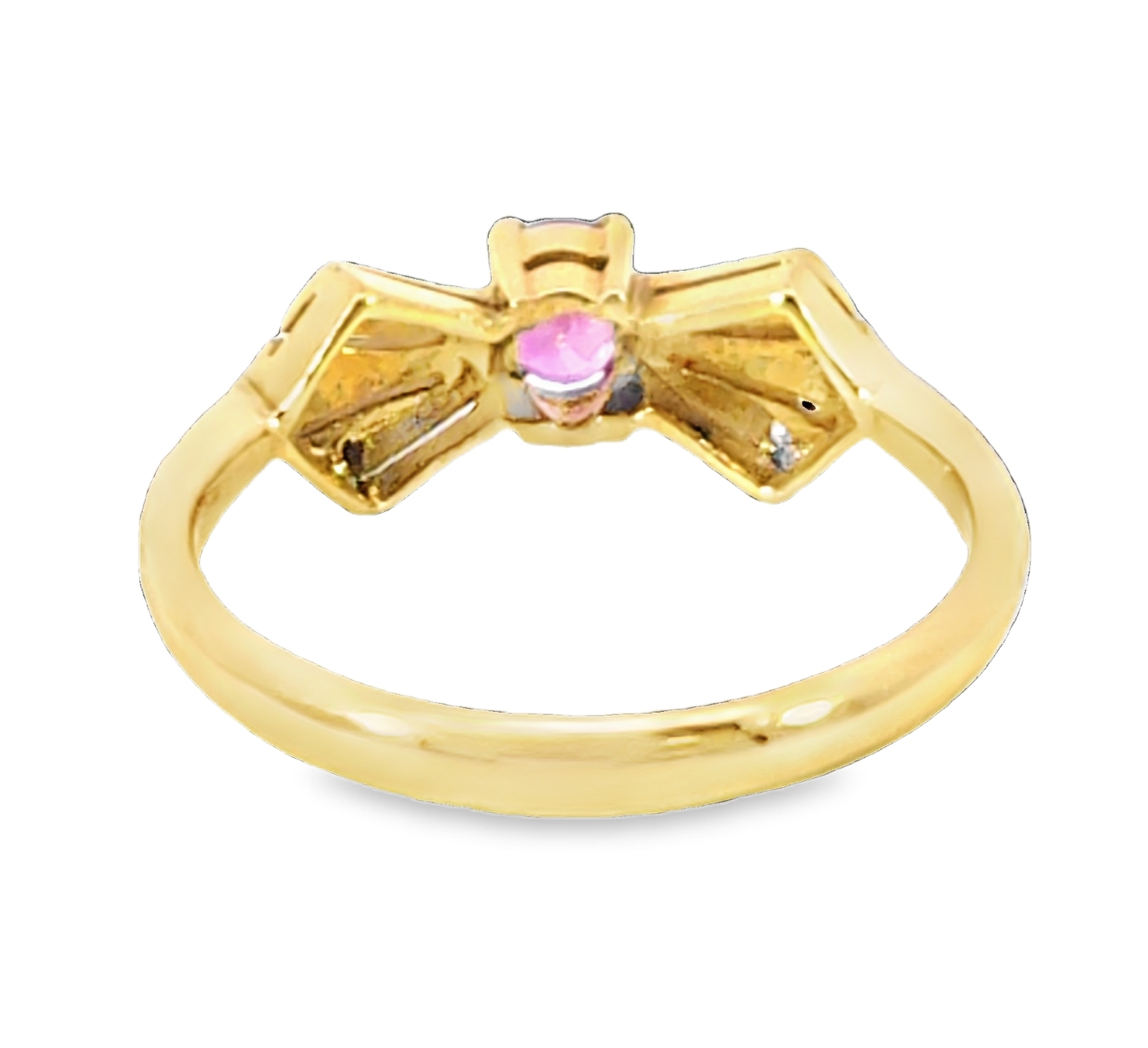 Pink Sapphire 18 KT Gold and Diamond Engagement Ring in Unique Design, H52 - Image 7