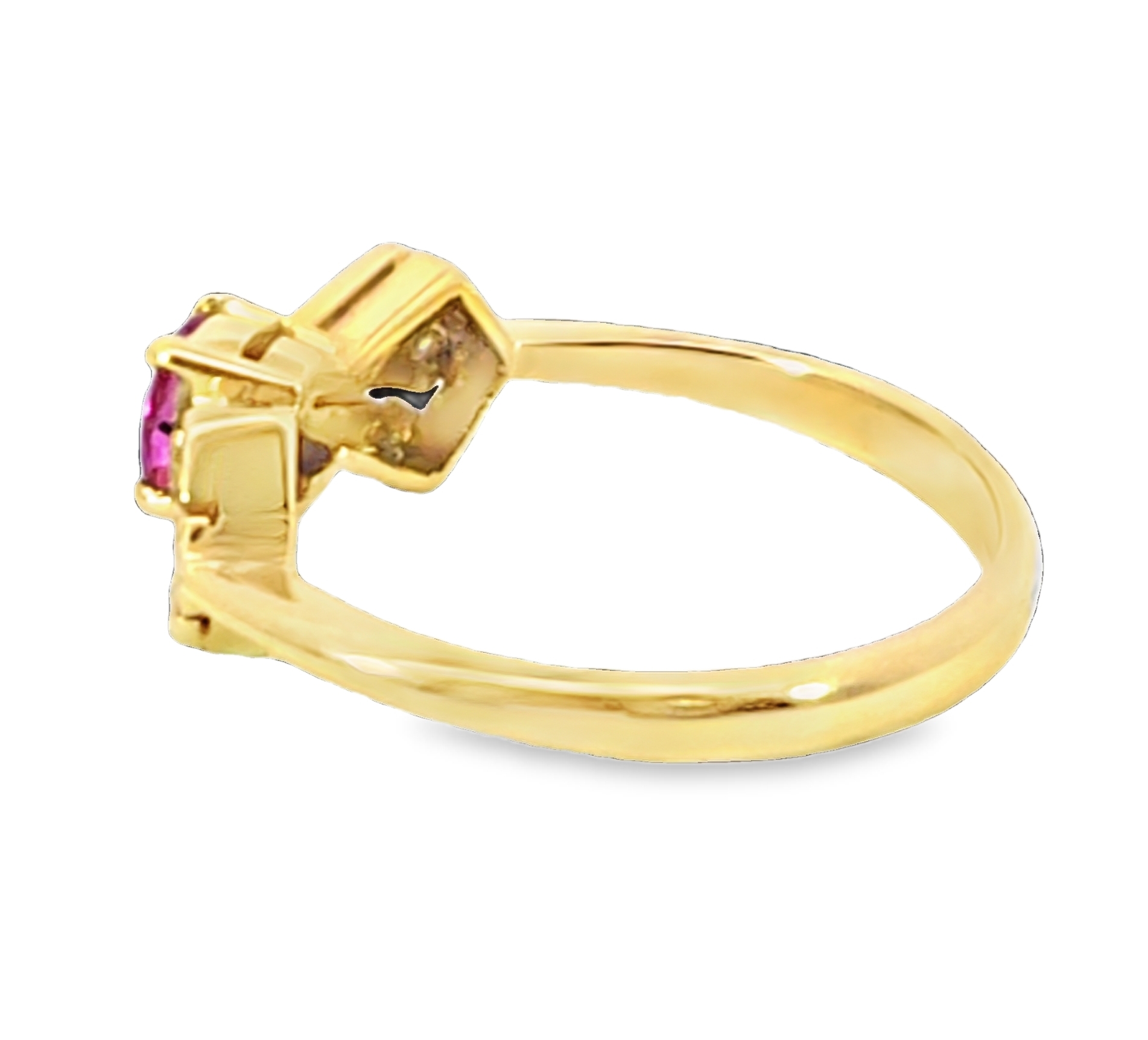 Pink Sapphire 18 KT Gold and Diamond Engagement Ring in Unique Design, H52 - Image 10