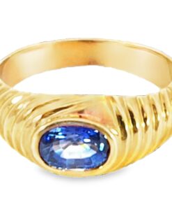 Blue Sapphire Sri Lanka Genuine 14 KT, Yellow Gold Diamond Engagement Ring H59