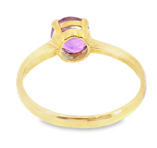 Purple Sapphire Natural Genuine 14 KT, Yellow Gold Lady's Ring, H63 - Image 7