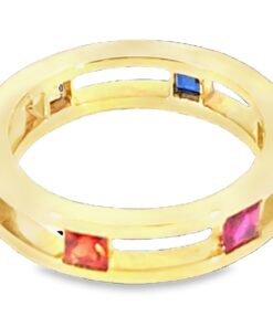 Alternative view of Sapphire Genuine Gemstone Multicolor 14 KT Yellow Gold Ring H67