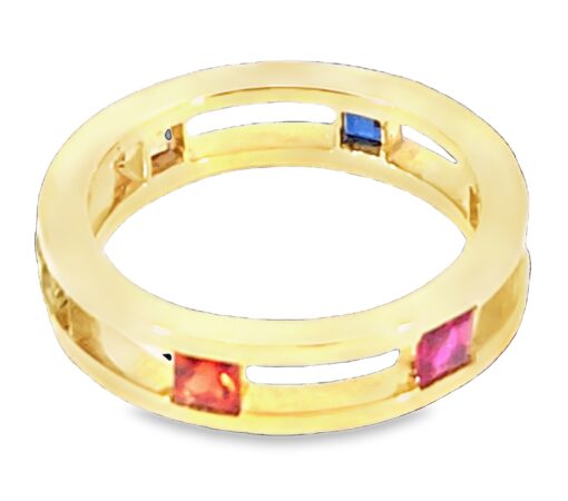 Sapphire Genuine Gemstone Multicolor 14 KT Yellow Gold Ring H67 - Image 2