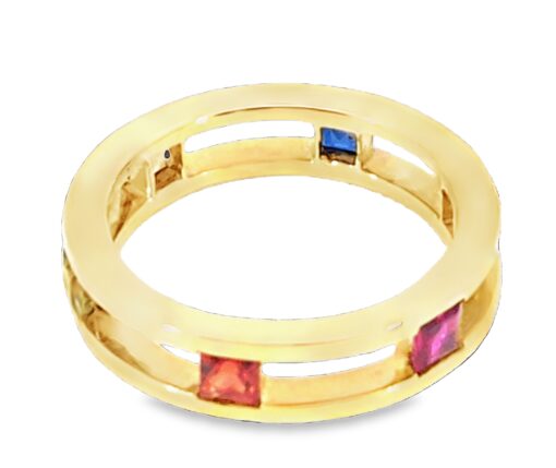 Sapphire Genuine Gemstone Multicolor 14 KT Yellow Gold Ring H67 - Image 6