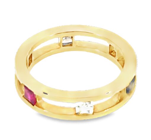 Sapphire Genuine Gemstone Multicolor 14 KT Yellow Gold Ring H67 - Image 7
