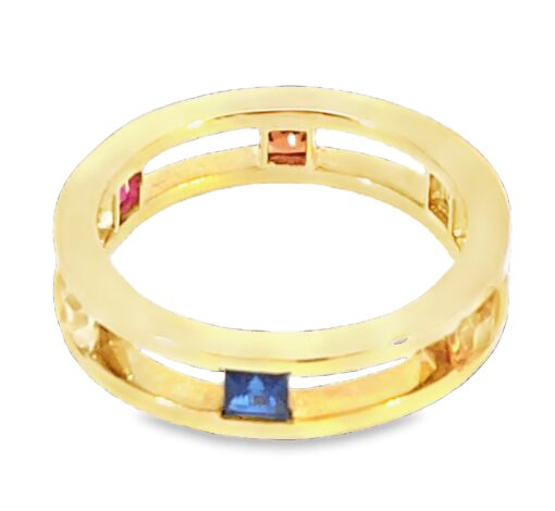 Sapphire Genuine Gemstone Multicolor 14 KT Yellow Gold Ring H67 - Image 8