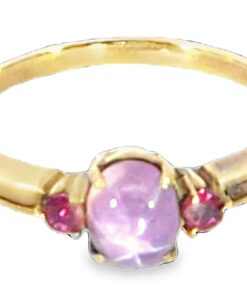Alternative view of Pink Star Sapphire and Ruby Natural Genuine Gemstone ,14 kt yellow Ring H70