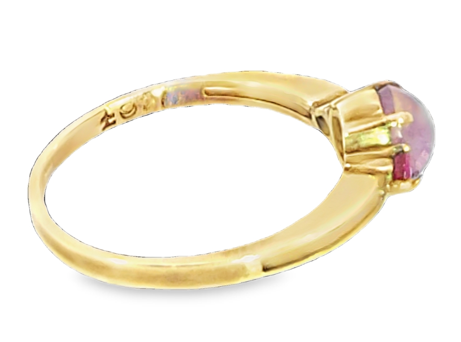 Pink Star Sapphire and Ruby Natural Genuine Gemstone ,14 kt yellow Ring H70 - Image 5